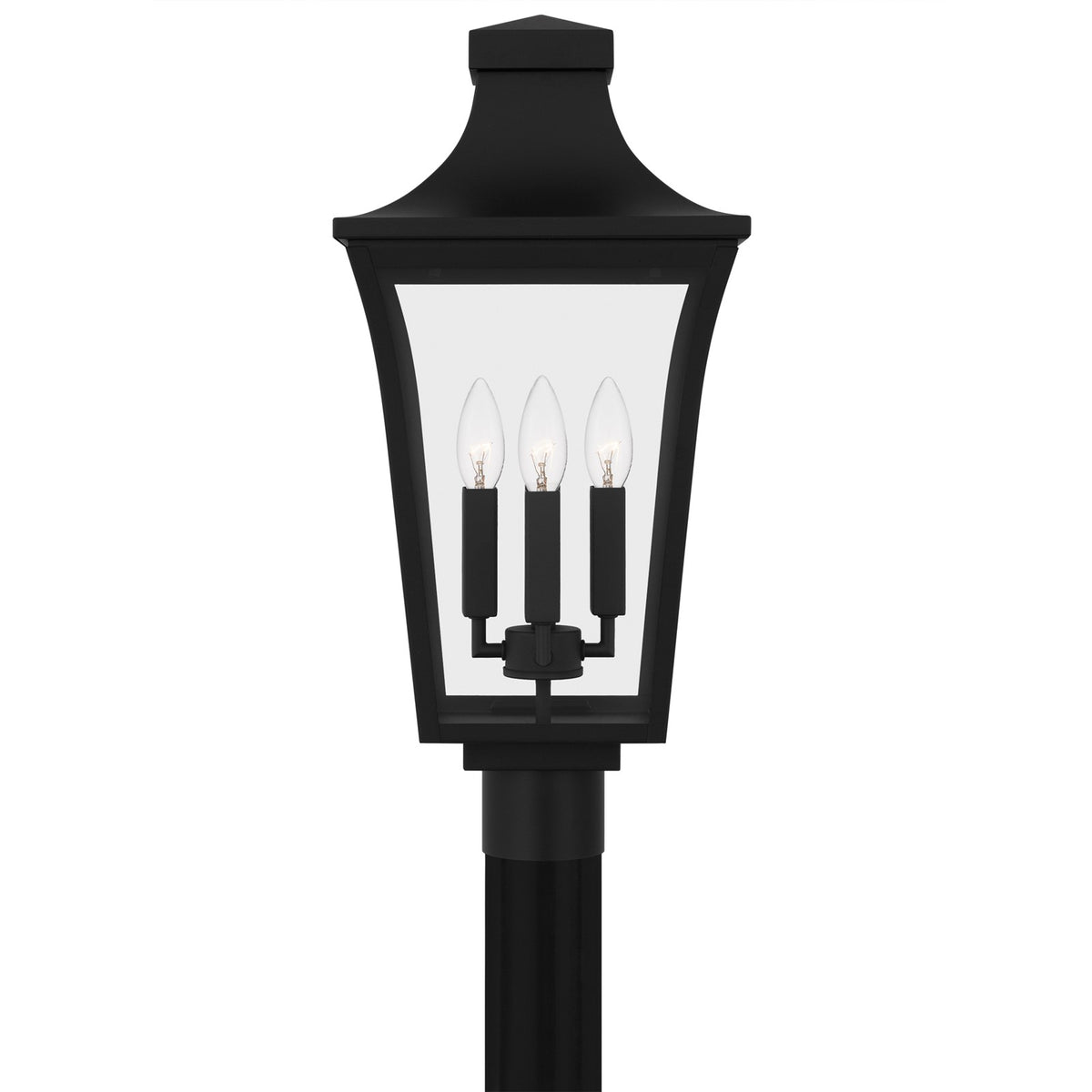 Quoizel Quentin 21.5in 4-Light Outdoor Lantern | Traditional Earth Black and Clear Glass | Front Porch & Patio | 10 x 10 x 21.5 in | Model QTN9010EK