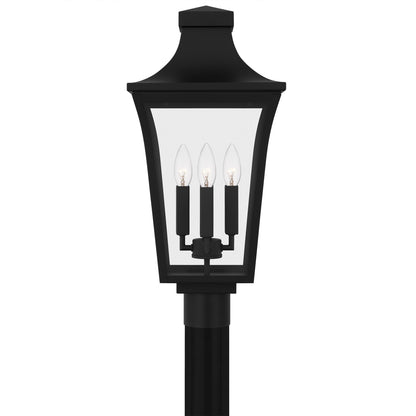Quoizel Quentin 21.5in 4-Light Outdoor Lantern | Traditional Earth Black and Clear Glass | Front Porch & Patio | 10 x 10 x 21.5 in | Model QTN9010EK