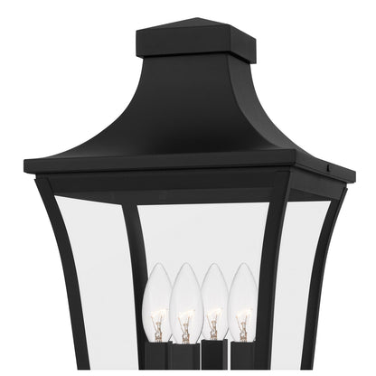 Quoizel Quentin 21.5in 4-Light Outdoor Lantern | Traditional Earth Black and Clear Glass | Front Porch & Patio | 10 x 10 x 21.5 in | Model QTN9010EK