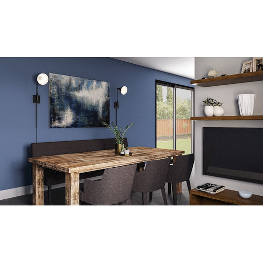 Quoizel Wood 1 Light Wall Sconce, Matte Black/Metal