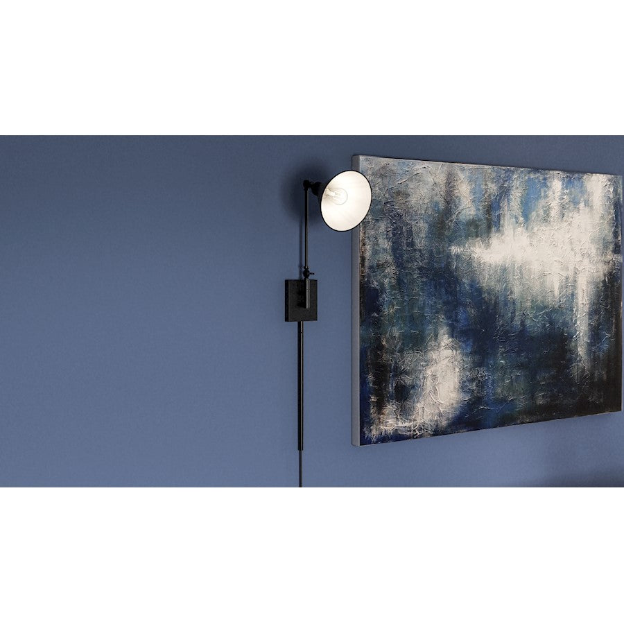 Quoizel Wood 1 Light Wall Sconce, Matte Black/Metal