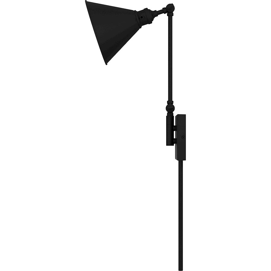 Quoizel Wood 1 Light Wall Sconce, Matte Black/Metal