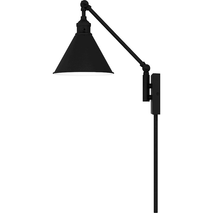 Quoizel Wood 1 Light Wall Sconce, Matte Black/Metal