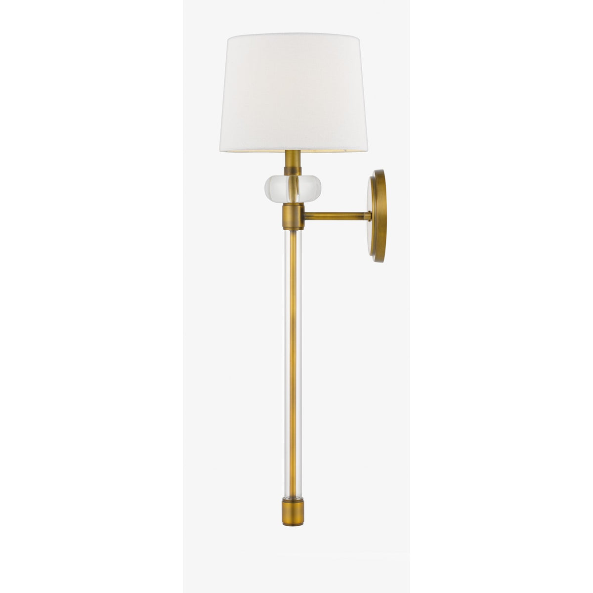 Quoizel Barbour 26.5in 1-Light Wall Sconce | Craftsman Weathered Brass and White Linen | Bedroom & Hallway | 8 x 9 x 26.5 in | Model QW4071WS
