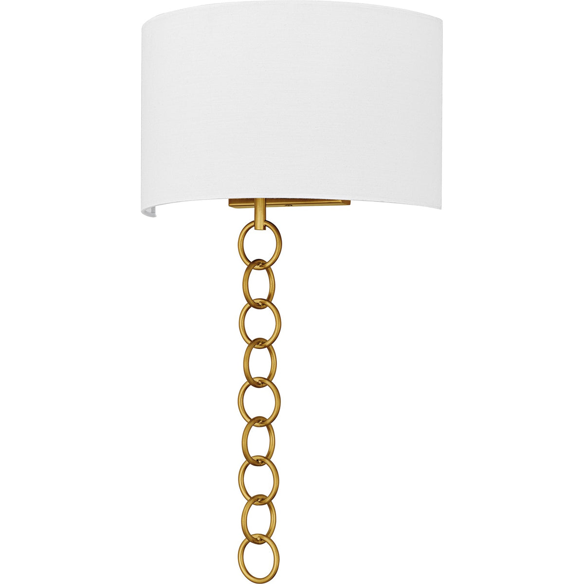 Quoizel Baynes 22in 2-Light Wall Sconce | Traditional Brushed Gold and White Fabric | Hallway & Bedroom | 13 x 6 x 22.75 in | Model QW6798BRG