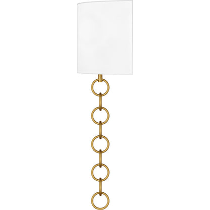 Quoizel Baynes 22in 2-Light Wall Sconce | Traditional Brushed Gold and White Fabric | Hallway & Bedroom | 13 x 6 x 22.75 in | Model QW6798BRG