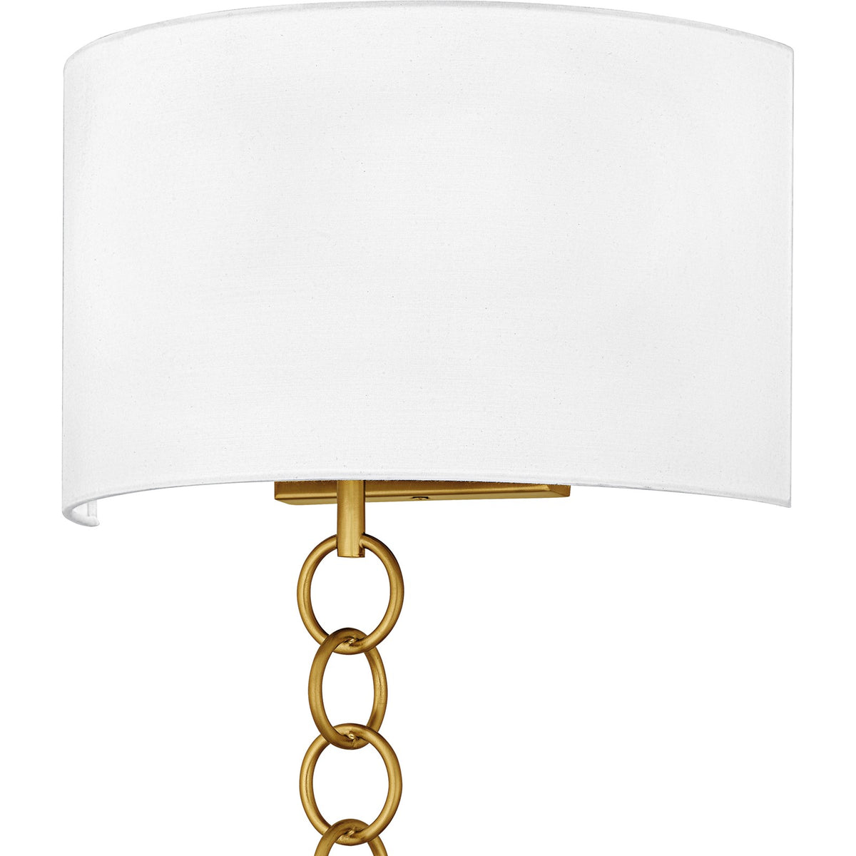 Quoizel Baynes 22in 2-Light Wall Sconce | Traditional Brushed Gold and White Fabric | Hallway & Bedroom | 13 x 6 x 22.75 in | Model QW6798BRG