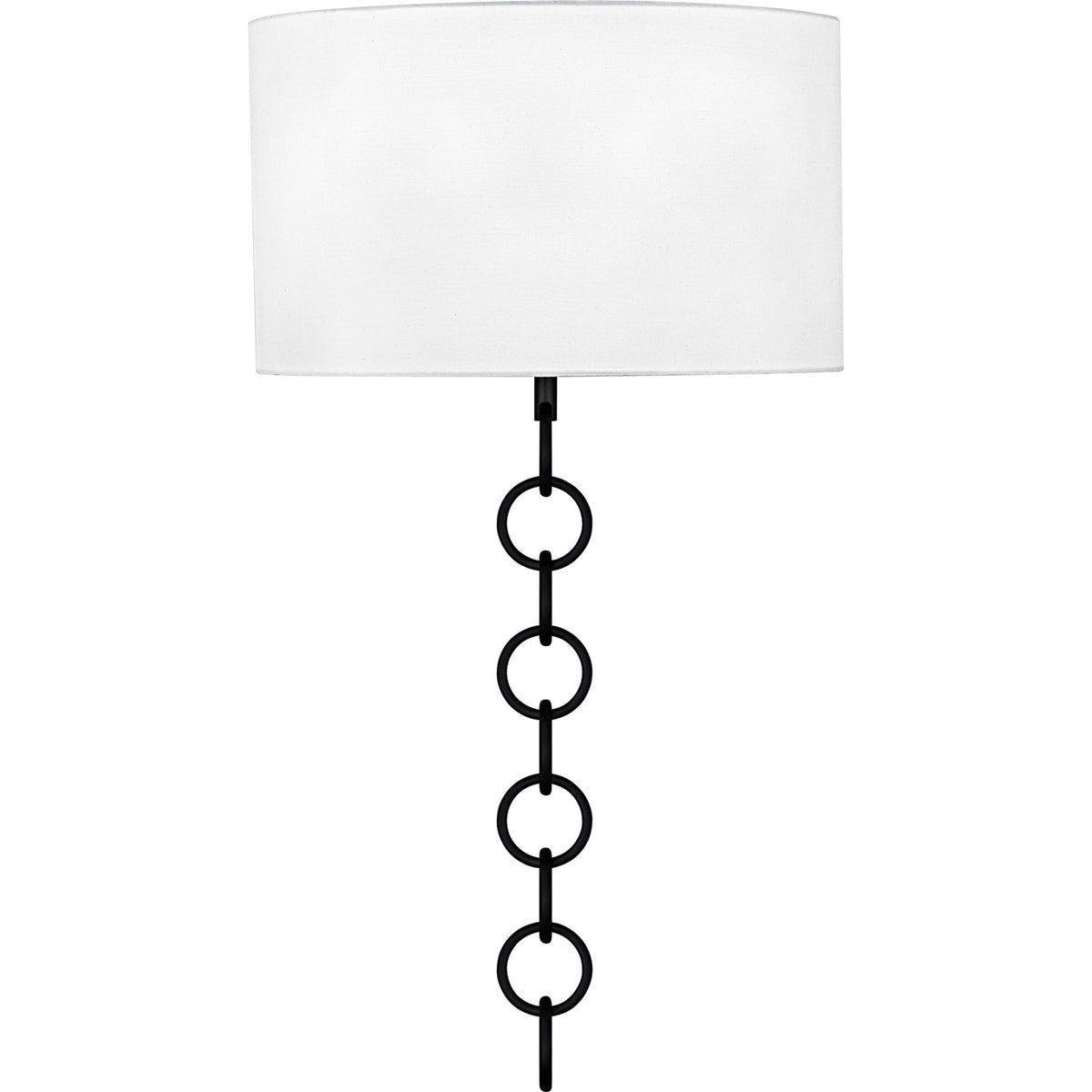 Quoizel Baynes 22in 2-Light Wall Sconce | Traditional Matte Black and White Fabric | Hallway & Bedroom | 13 x 6 x 22.75 in | Model QW6798MBK