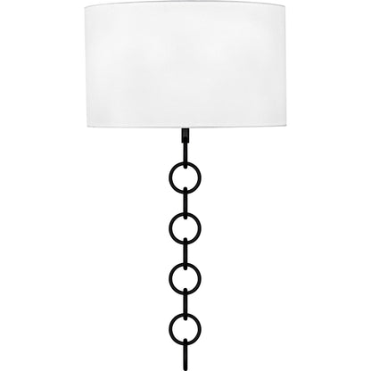 Quoizel Baynes 22in 2-Light Wall Sconce | Traditional Matte Black and White Fabric | Hallway & Bedroom | 13 x 6 x 22.75 in | Model QW6798MBK