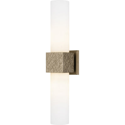 Quoizel Arline 24in 2-Light Wall Sconce | Modern Bronze Gold and Opal Etched Glass | Bedroom & Hallway Accent Light | Model QW6800BGD