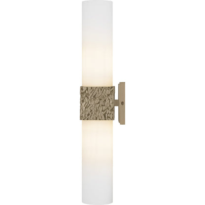 Quoizel Arline 24in 2-Light Wall Sconce | Modern Bronze Gold and Opal Etched Glass | Bedroom & Hallway Accent Light | Model QW6800BGD