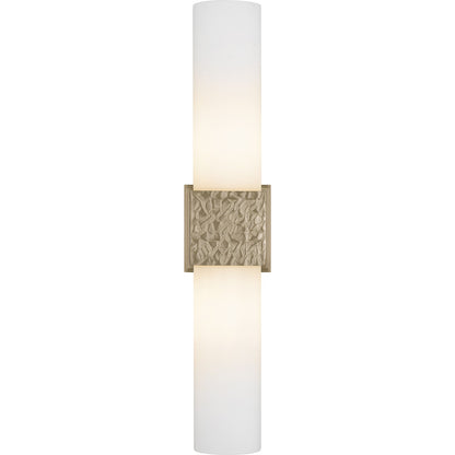 Quoizel Arline 24in 2-Light Wall Sconce | Modern Bronze Gold and Opal Etched Glass | Bedroom & Hallway Accent Light | Model QW6800BGD
