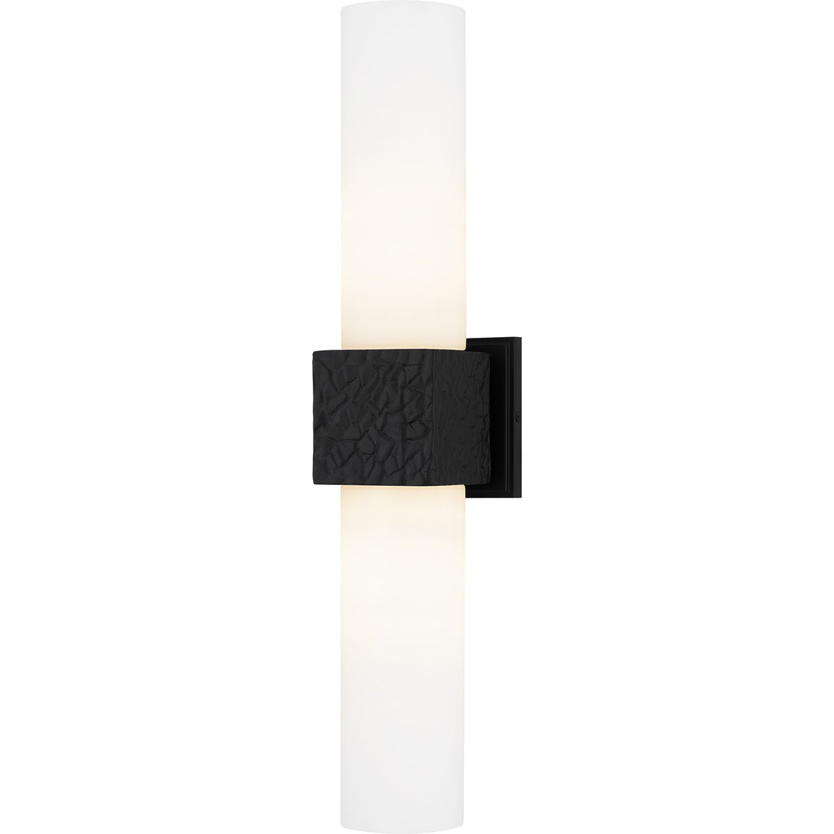 Quoizel Arline 24in 2-Light Wall Sconce | Modern Matte Black and Opal Etched Glass | Bedroom & Hallway Accent Light | Model QW6800MBK