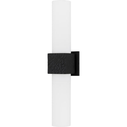 Quoizel Arline 24in 2-Light Wall Sconce | Modern Matte Black and Opal Etched Glass | Bedroom & Hallway Accent Light | Model QW6800MBK