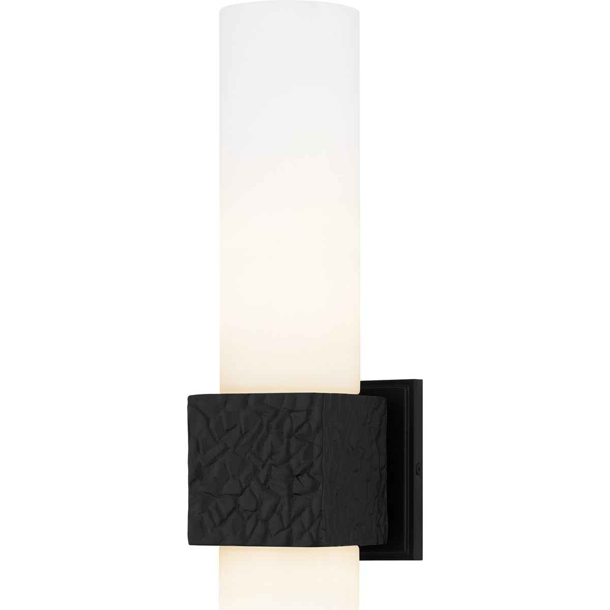 Quoizel Arline 24in 2-Light Wall Sconce | Modern Matte Black and Opal Etched Glass | Bedroom & Hallway Accent Light | Model QW6800MBK