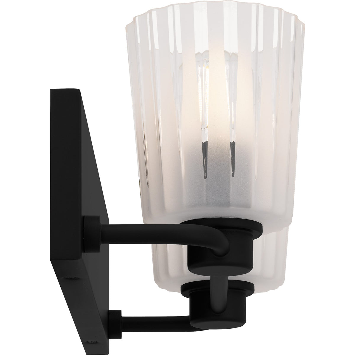 Quoizel Gray 16in 2-Light Vanity Light | Transitional Matte Black and Clear Ribbed Glass | Bathroom Vanity | 16 x 6.75 x 7.25 in | Model RAY8616MBK