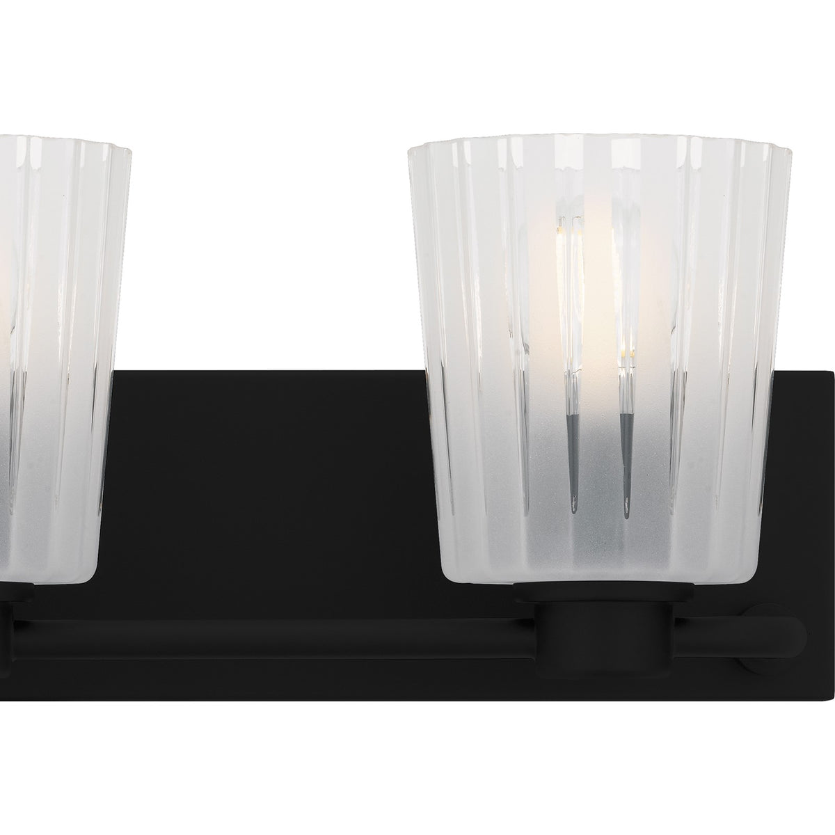 Quoizel Gray 24in 3-Light Vanity Light | Transitional Matte Black and Clear Ribbed Glass | Bathroom Vanity | 24 x 6.75 x 7.25 in | Model RAY8624MBK