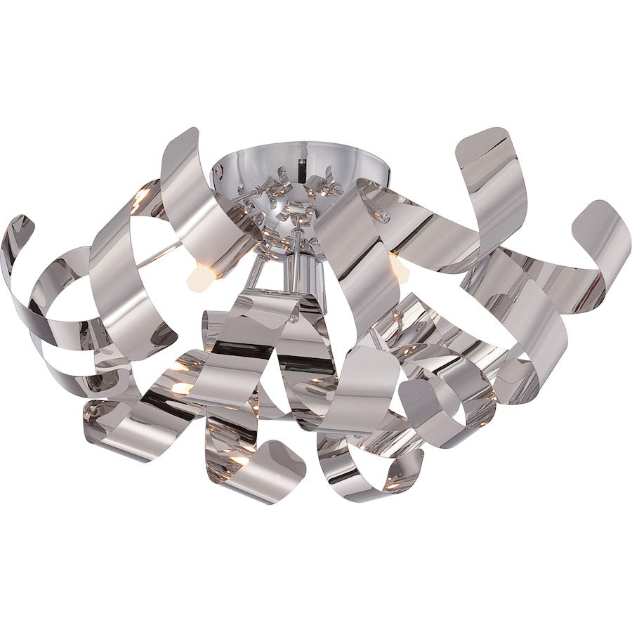 Quoizel Ribbons 4 Light Flush Mount in Polished Chrome