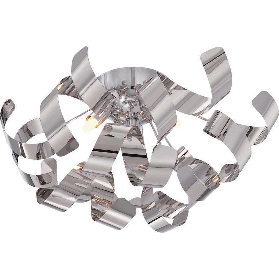 Quoizel Ribbons 4 Light Flush Mount in Polished Chrome