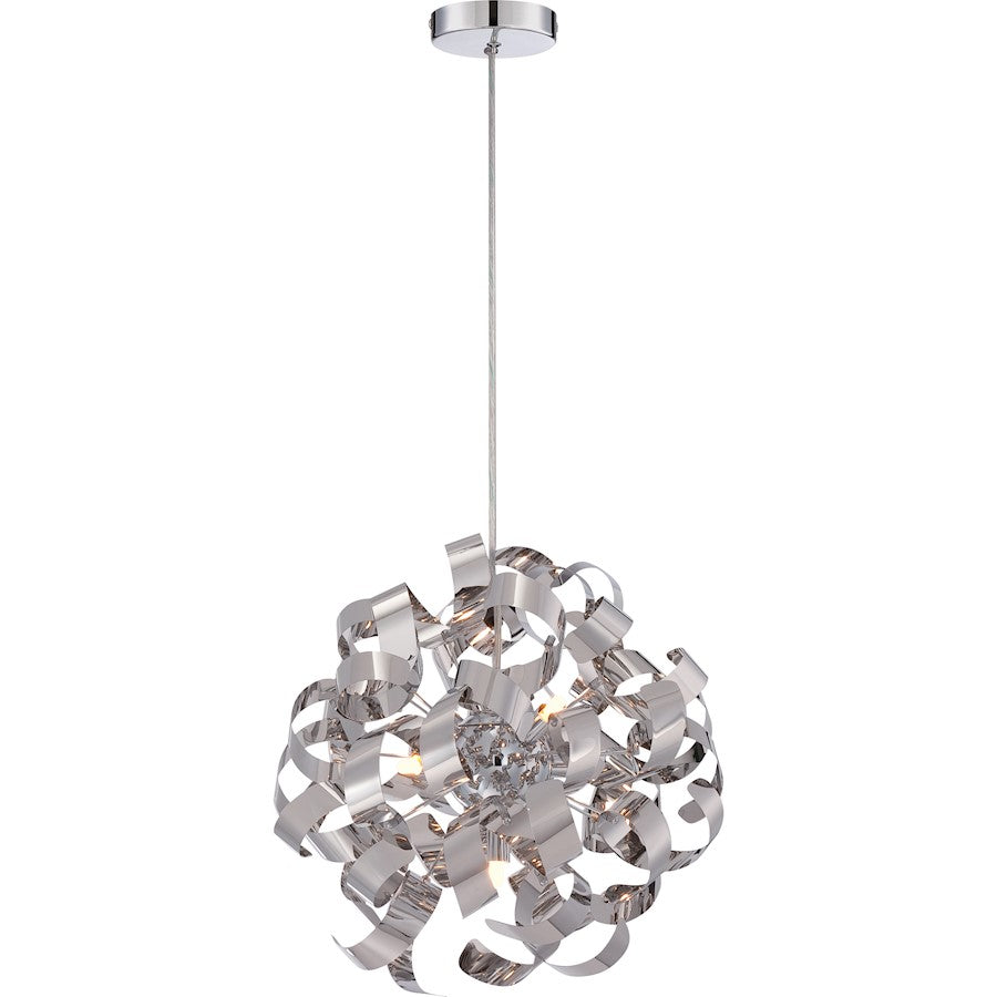 Quoizel Ribbons 5 Light Pendant in Polished Chrome