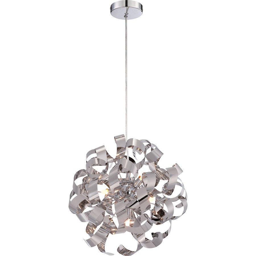 Quoizel Ribbons 5 Light Pendant in Polished Chrome