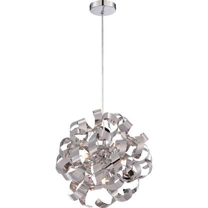 Quoizel Ribbons 5 Light Pendant in Polished Chrome