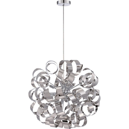 Quoizel Ribbons 23in 12-Light Pendant | Modern Polished Chrome Steel | Dining Room & Foyer | 23 x 23 x 23 in | Model RBN2823C
