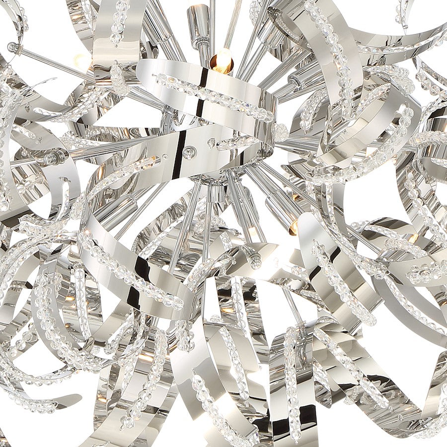 Quoizel Ribbons 23in 12-Light Pendant | Modern Crystal Chrome Steel | Dining Room & Foyer | 23 x 23 x 23 in | Model RBN2823CRC