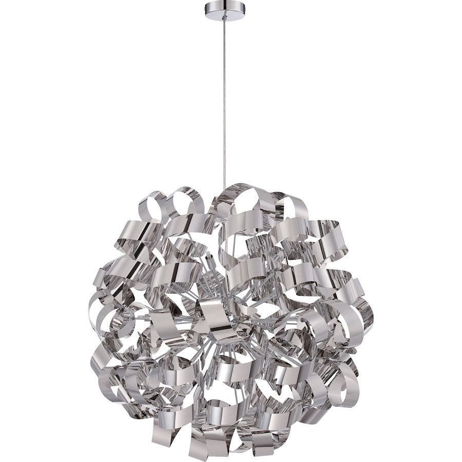 Quoizel Ribbons 31in 12-Light Pendant | Modern Polished Chrome Steel | Dining Room & Foyer | 31 x 31 x 31 in | Model RBN2831C