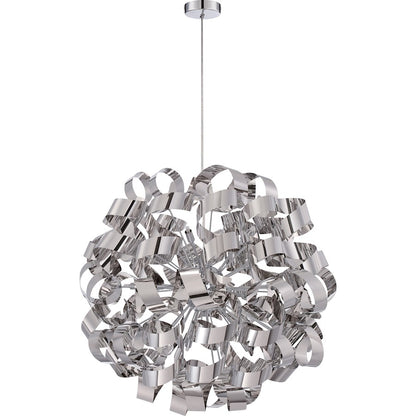 Quoizel Ribbons 31in 12-Light Pendant | Modern Polished Chrome Steel | Dining Room & Foyer | 31 x 31 x 31 in | Model RBN2831C