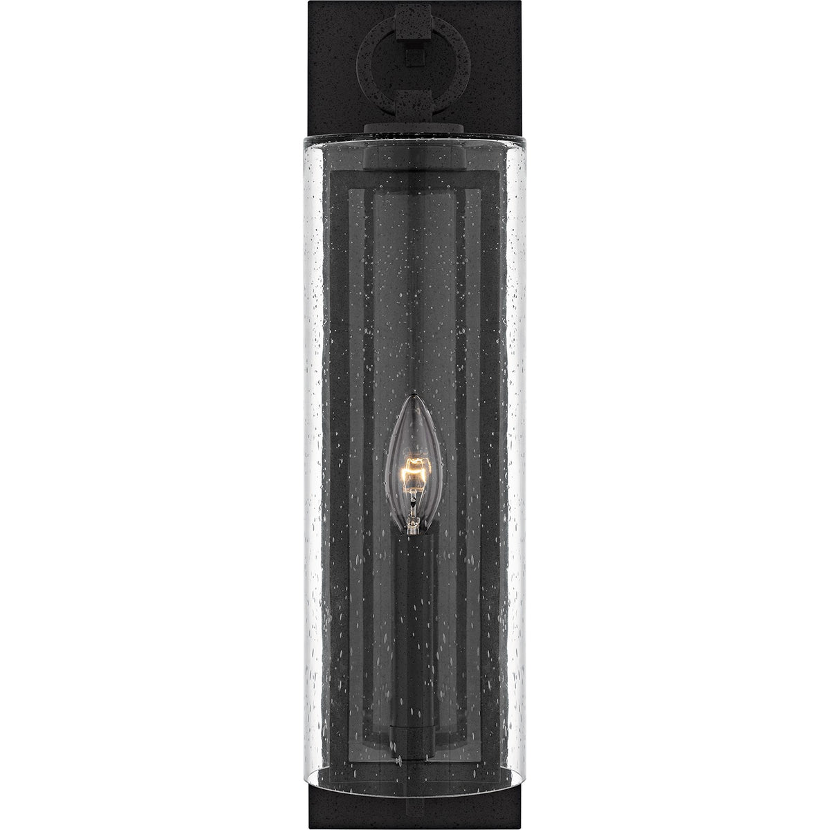 Quoizel Redan 18in 1-Light Outdoor Wall Lantern | Industrial Stone Black and Clear Seedy Glass | Entryway & Porch | Model RDN8405SBK