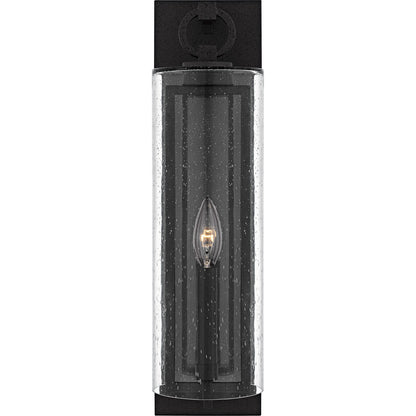 Quoizel Redan 18in 1-Light Outdoor Wall Lantern | Industrial Stone Black and Clear Seedy Glass | Entryway & Porch | Model RDN8405SBK