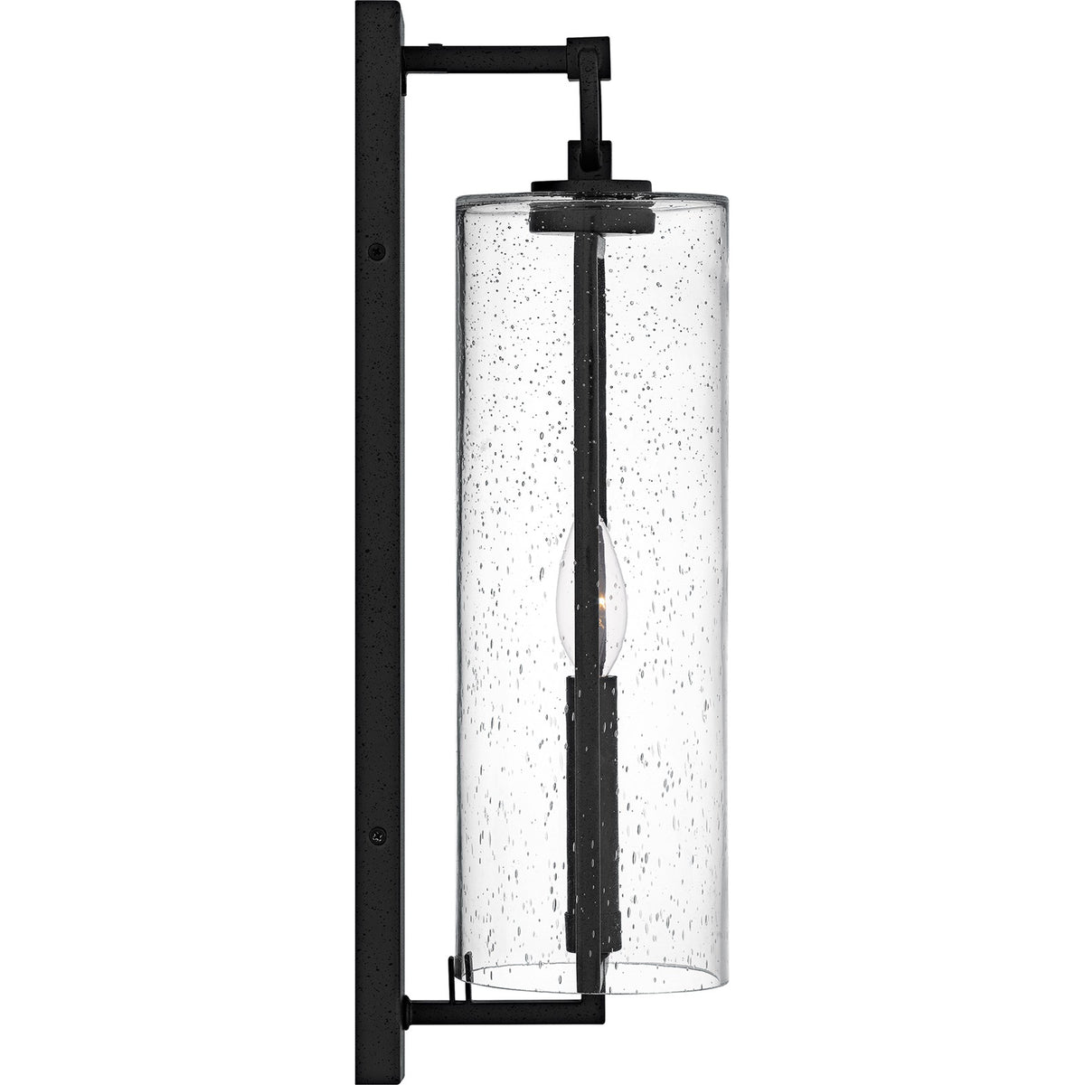Quoizel Redan 18in 1-Light Outdoor Wall Lantern | Industrial Stone Black and Clear Seedy Glass | Entryway & Porch | Model RDN8405SBK