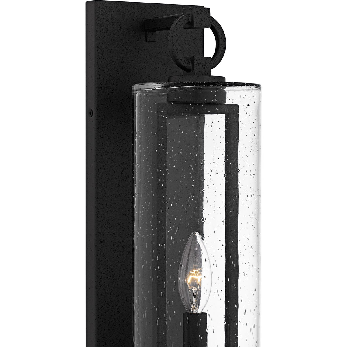 Quoizel Redan 18in 1-Light Outdoor Wall Lantern | Industrial Stone Black and Clear Seedy Glass | Entryway & Porch | Model RDN8405SBK