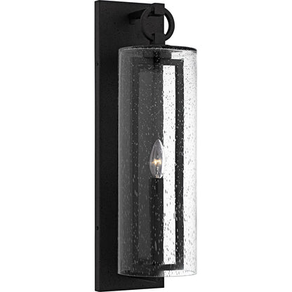 Quoizel Redan 22in 1-Light Outdoor Wall Lantern | Industrial Stone Black and Clear Seedy Glass | Entryway & Porch | Model RDN8406SBK