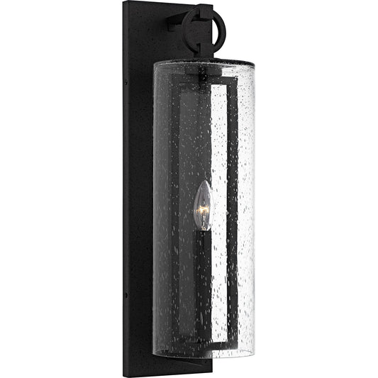 Quoizel Redan 22in 1-Light Outdoor Wall Lantern | Industrial Stone Black and Clear Seedy Glass | Entryway & Porch | Model RDN8406SBK