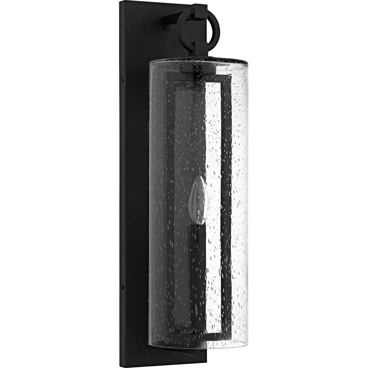 Quoizel Redan 22in 1-Light Outdoor Wall Lantern | Industrial Stone Black and Clear Seedy Glass | Entryway & Porch | Model RDN8406SBK