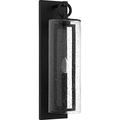 Quoizel Redan 22in 1-Light Outdoor Wall Lantern | Industrial Stone Black and Clear Seedy Glass | Entryway & Porch | Model RDN8406SBK