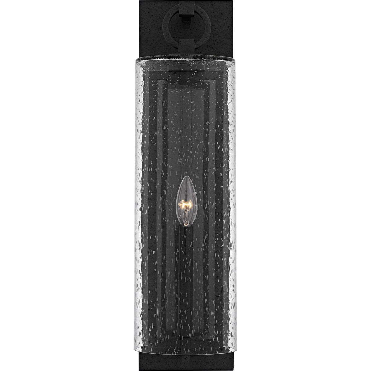 Quoizel Redan 22in 1-Light Outdoor Wall Lantern | Industrial Stone Black and Clear Seedy Glass | Entryway & Porch | Model RDN8406SBK