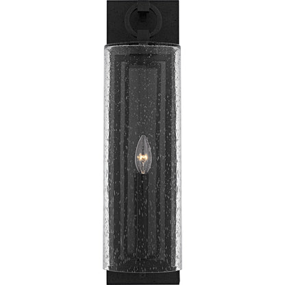 Quoizel Redan 22in 1-Light Outdoor Wall Lantern | Industrial Stone Black and Clear Seedy Glass | Entryway & Porch | Model RDN8406SBK