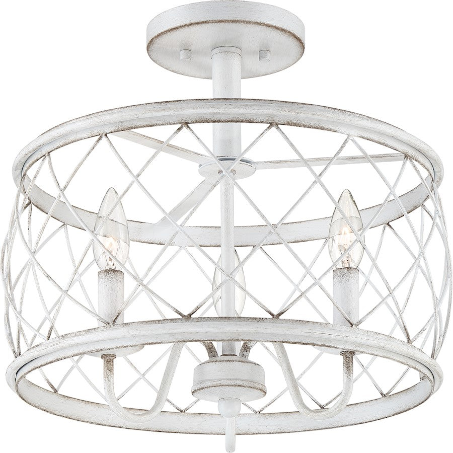 Quoizel Dury Semi-Flush Mount, Antique White
