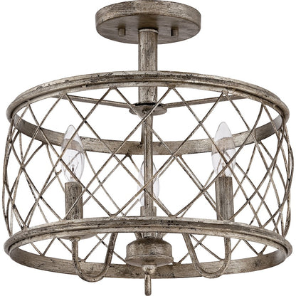 Quoizel Dury Semi-Flush Mount, Century Silver Leaf