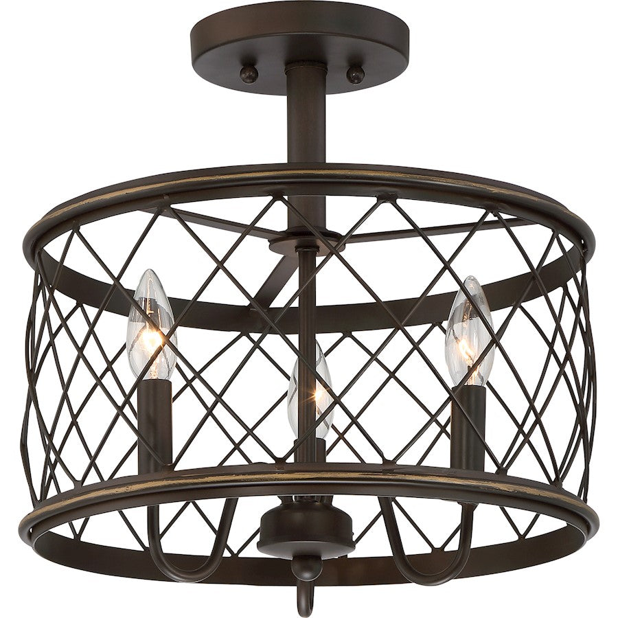 Quoizel Dury 3 Light Semi-Flush Mount in Palladian Bronze