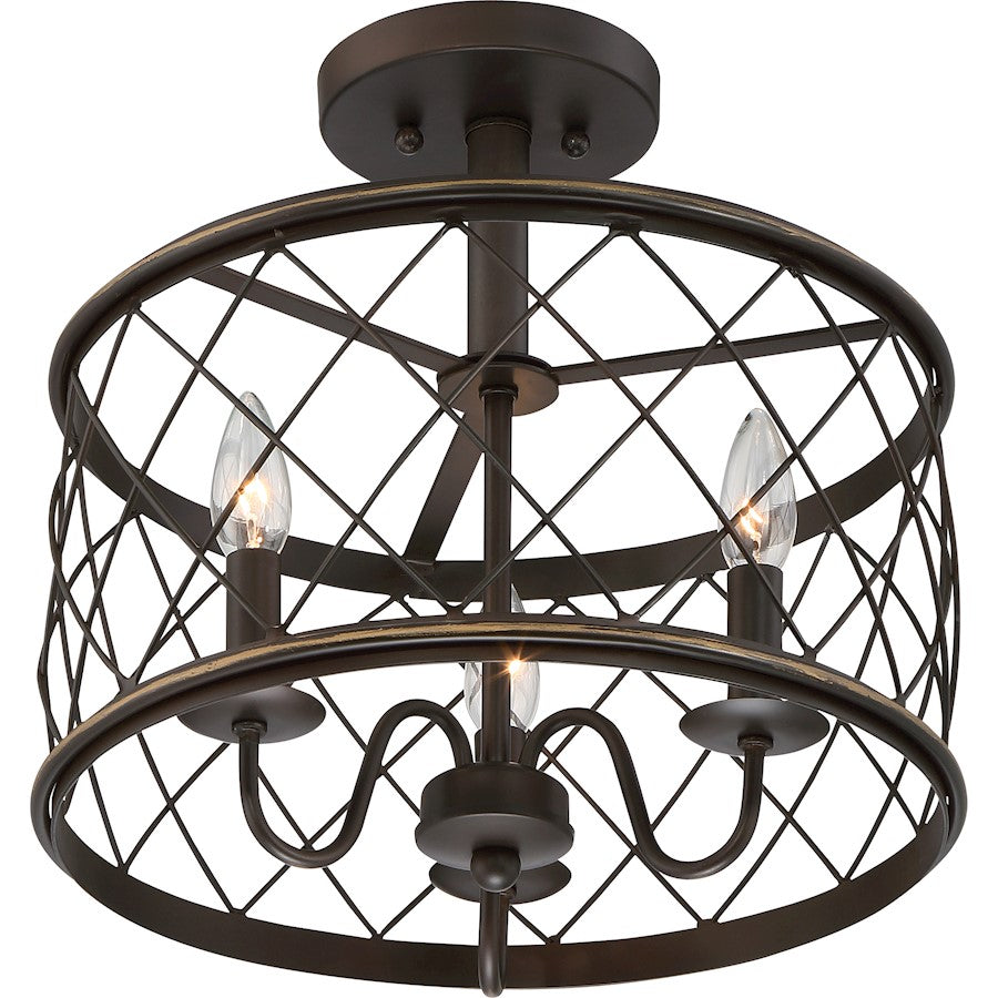 Quoizel Dury 3 Light Semi-Flush Mount in Palladian Bronze