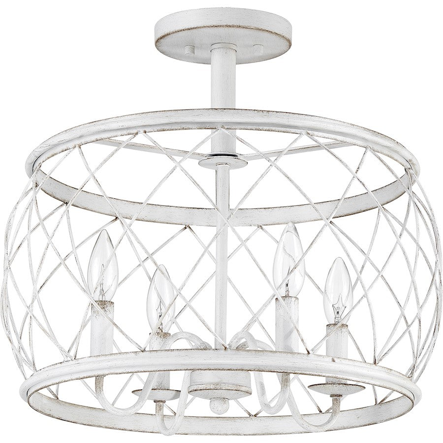 Quoizel Dury Semi-Flush Mount, Antique White