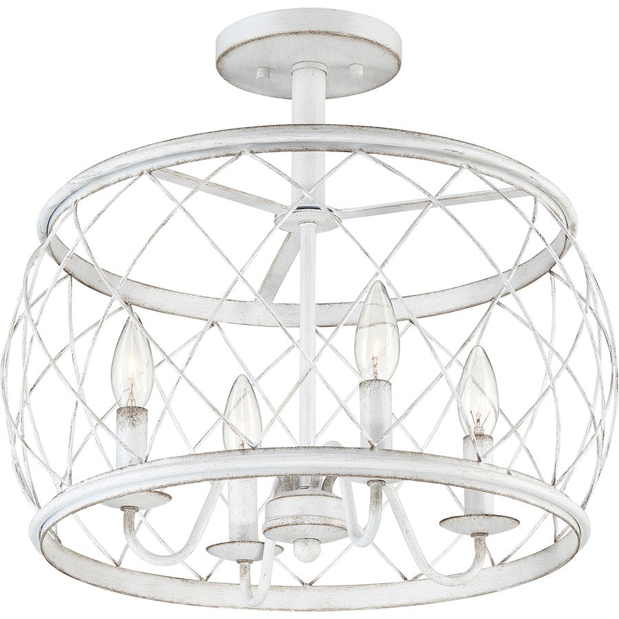 Quoizel Dury Semi-Flush Mount, Antique White