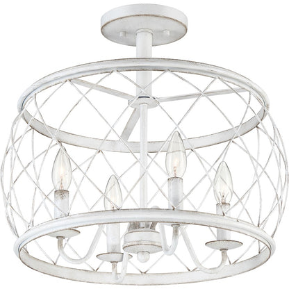 Quoizel Dury Semi-Flush Mount, Antique White
