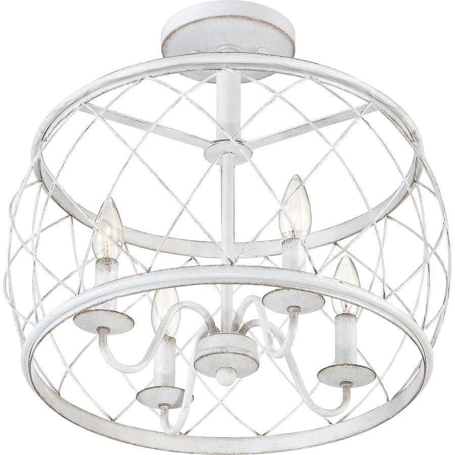 Quoizel Dury Semi-Flush Mount, Antique White