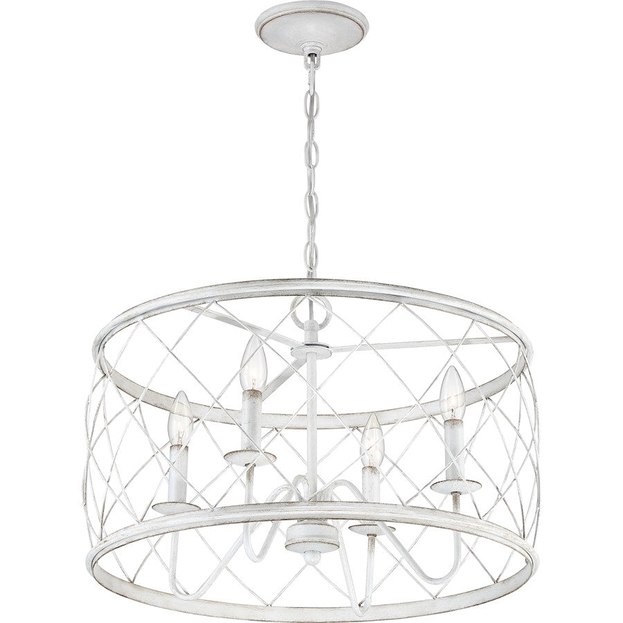 4 Light Pendant, Antique White