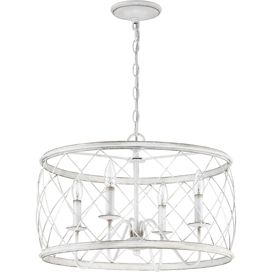 4 Light Pendant, Antique White